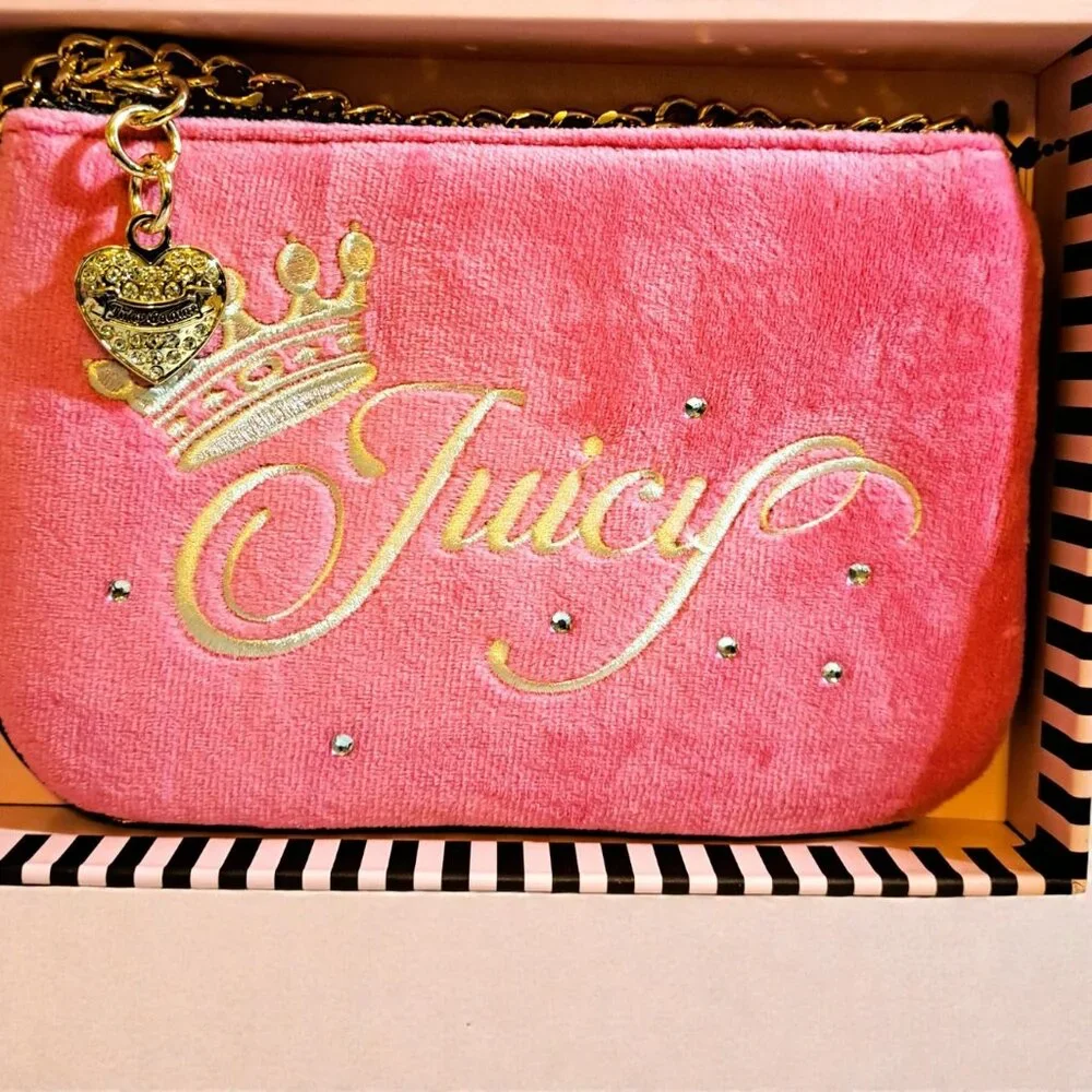 Juicy Couture Free Love Heritage Pouch Set - Hot Pink NWT